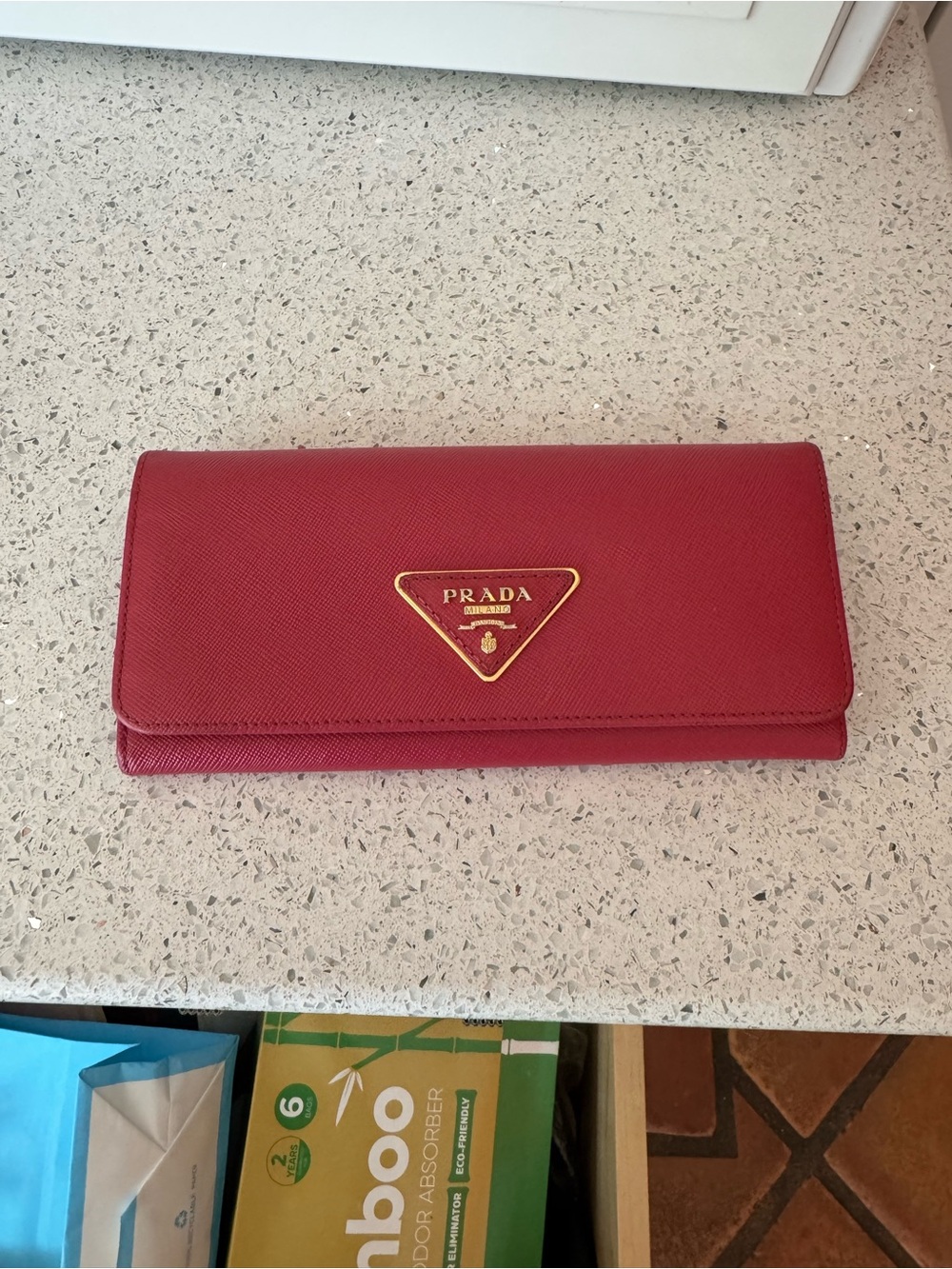 Prada Pink Saffiano Leather long Wallet authentic